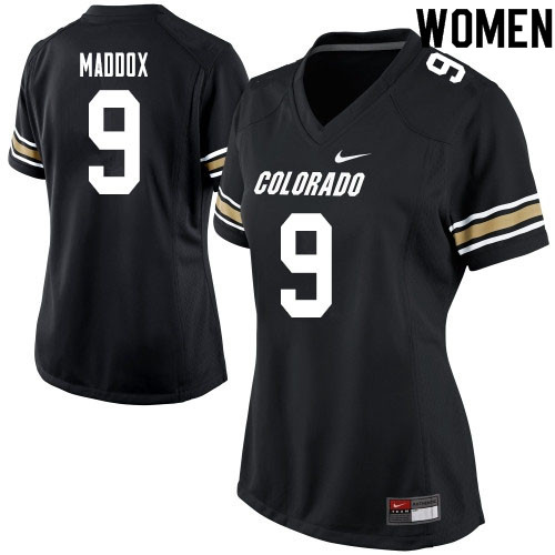 Women #9 Aaron Maddox Colorado Buffaloes College Football Jerseys Sale-Black - Click Image to Close